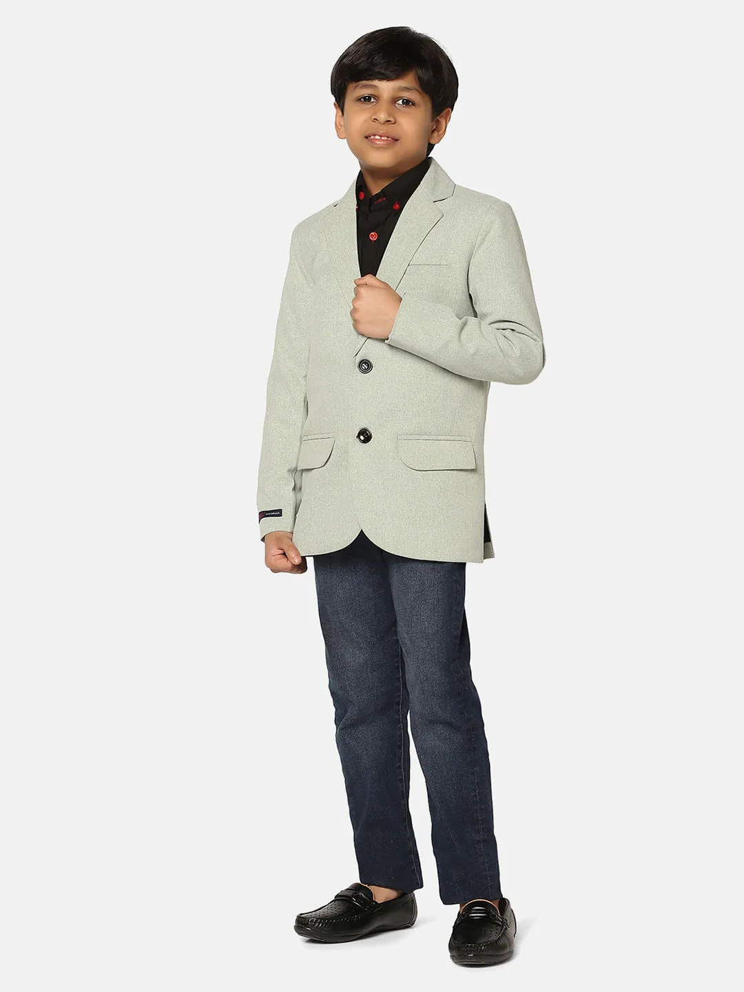 Boys Green Suede Blazer