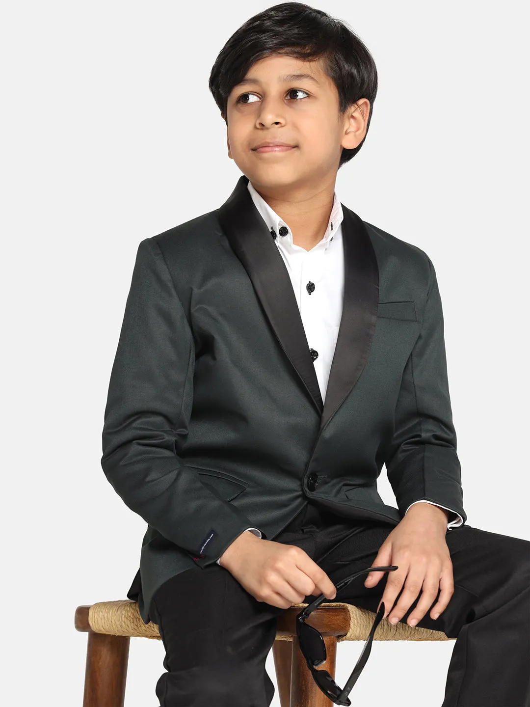 Boys Green Tuxedo Blazer