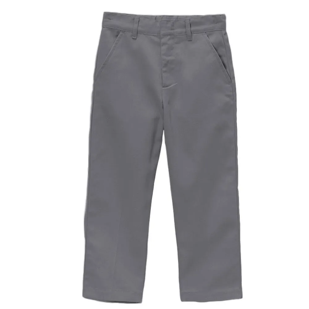 Boy's Grey Uniform Twill Pants Flat Front Pants 5-16