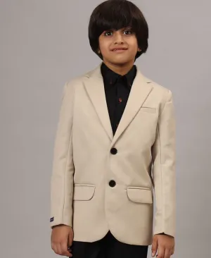 Boys Solid Beige Blazer