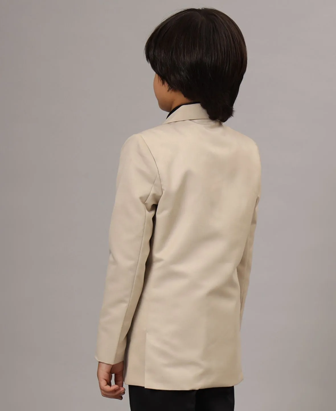 Boys Solid Beige Blazer