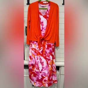 Brand new QVC Kim Gravel maxi dress with cardiganWill fit medium &amp; large 21/22”