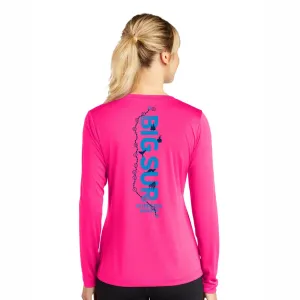 BSIM Women's LS Tech V-Neck Tee -Neon Pink- Course