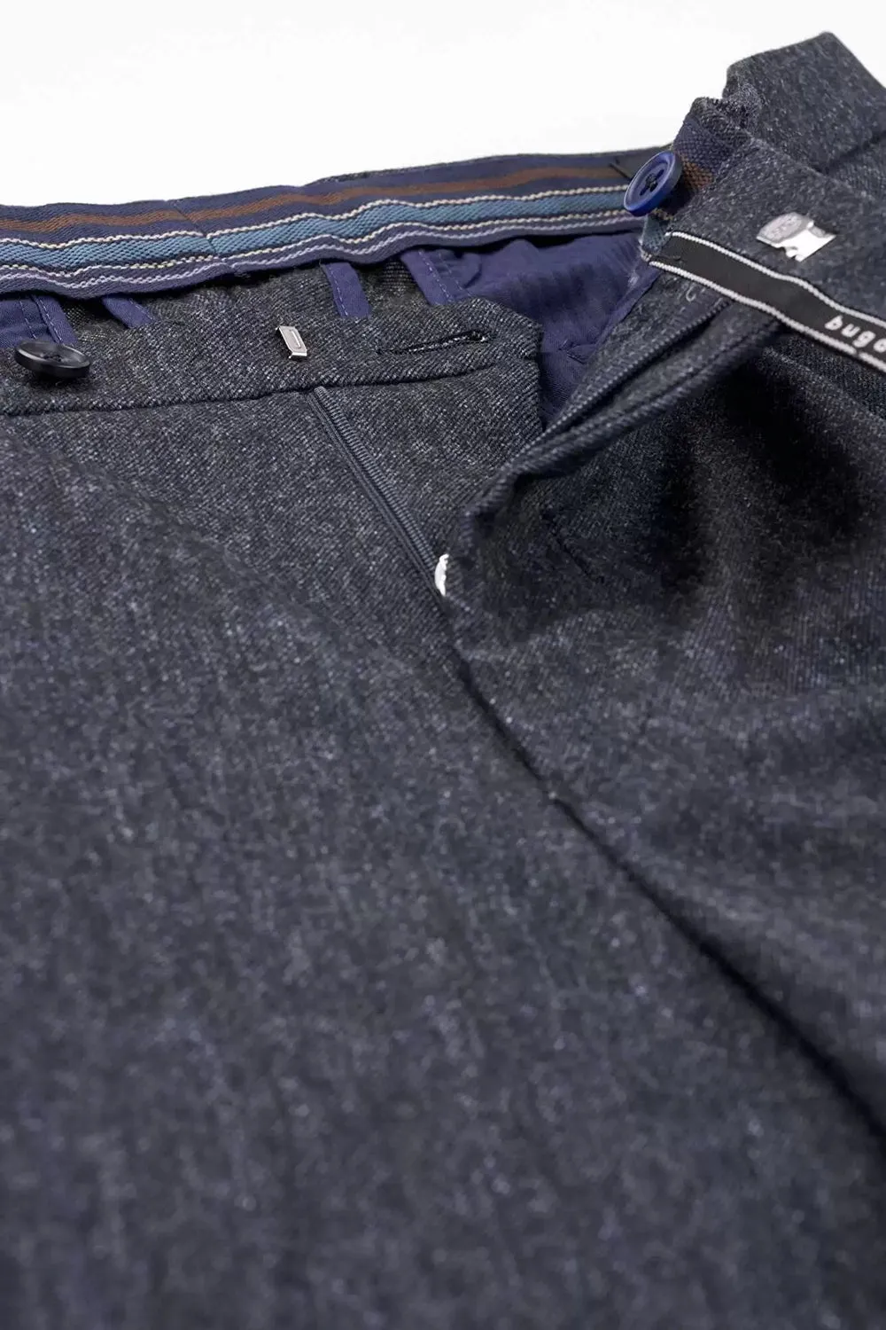 BUGATTI SINGLE PLEAT TAPERED FLANNEL STRETCH TROUSER 66185B