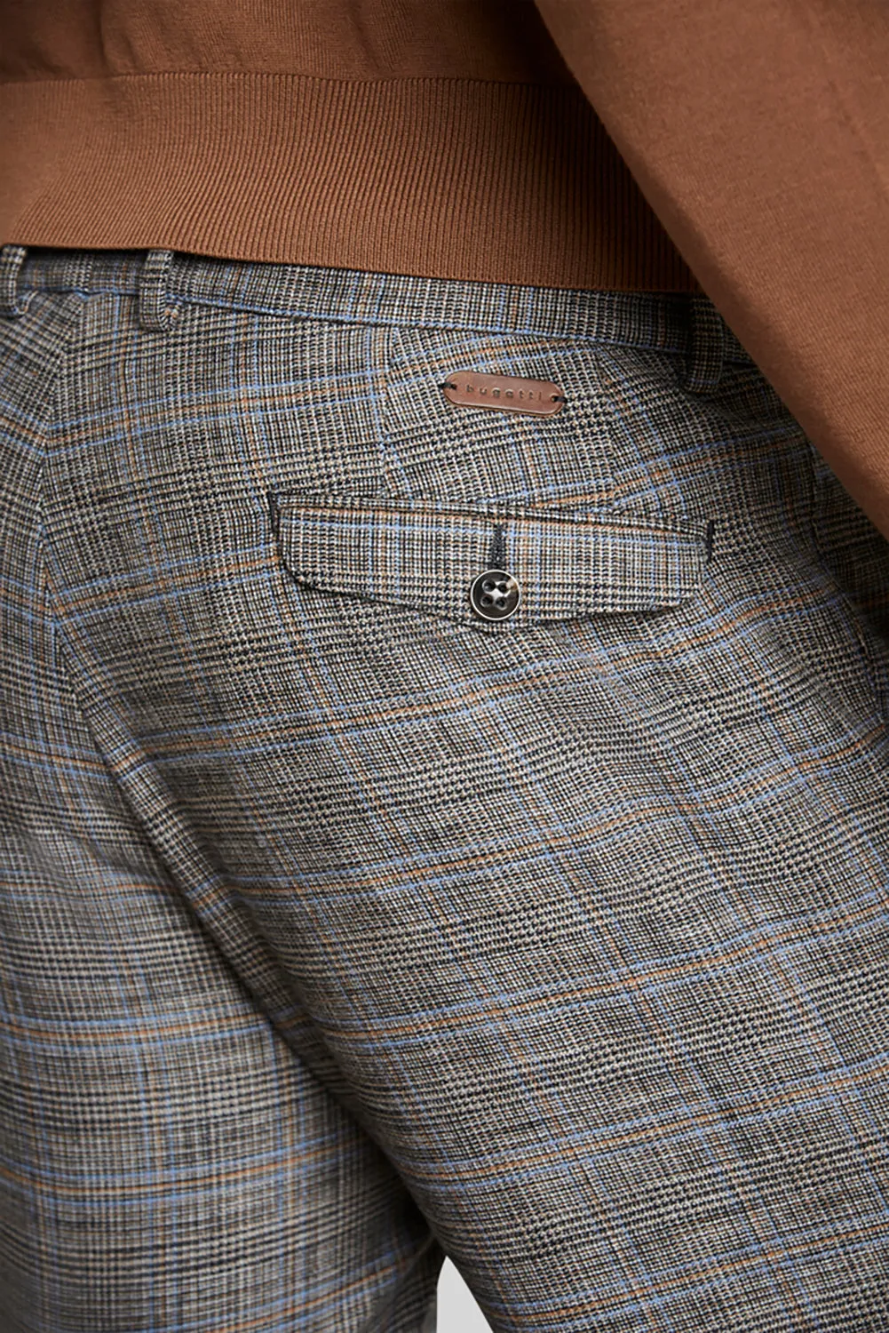 BUGATTI STRETCH TAPERED FIT POW CHECK TROUSER 46180