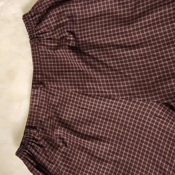 burgundy English  preppy plaid blazer and highrise tapered leg trousers set