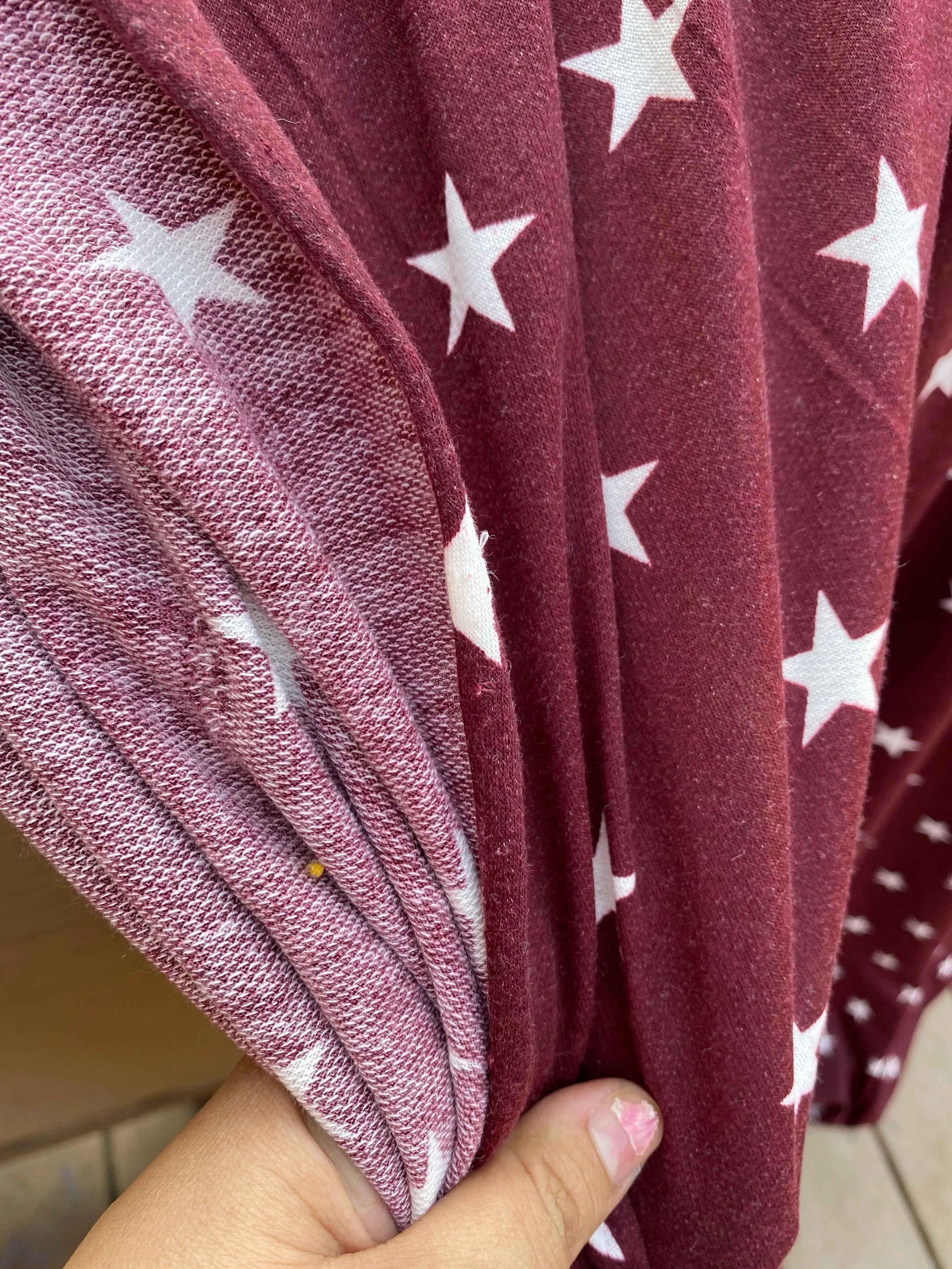 Burgundy Ivory Star French Terry