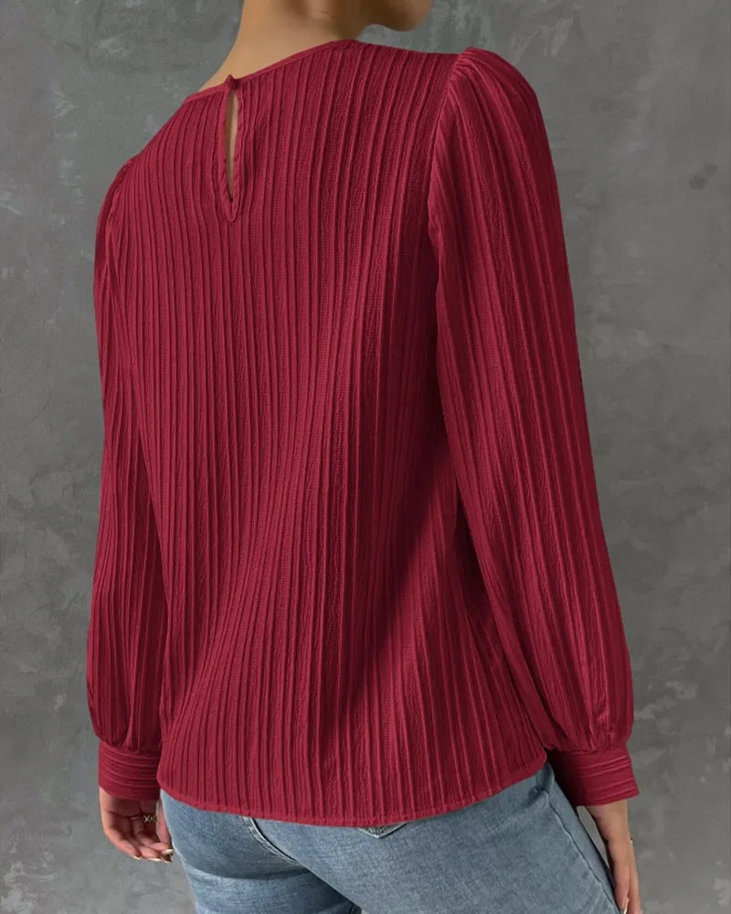 By Olivia | Bluse mit Laternenärmeln in unifarben
