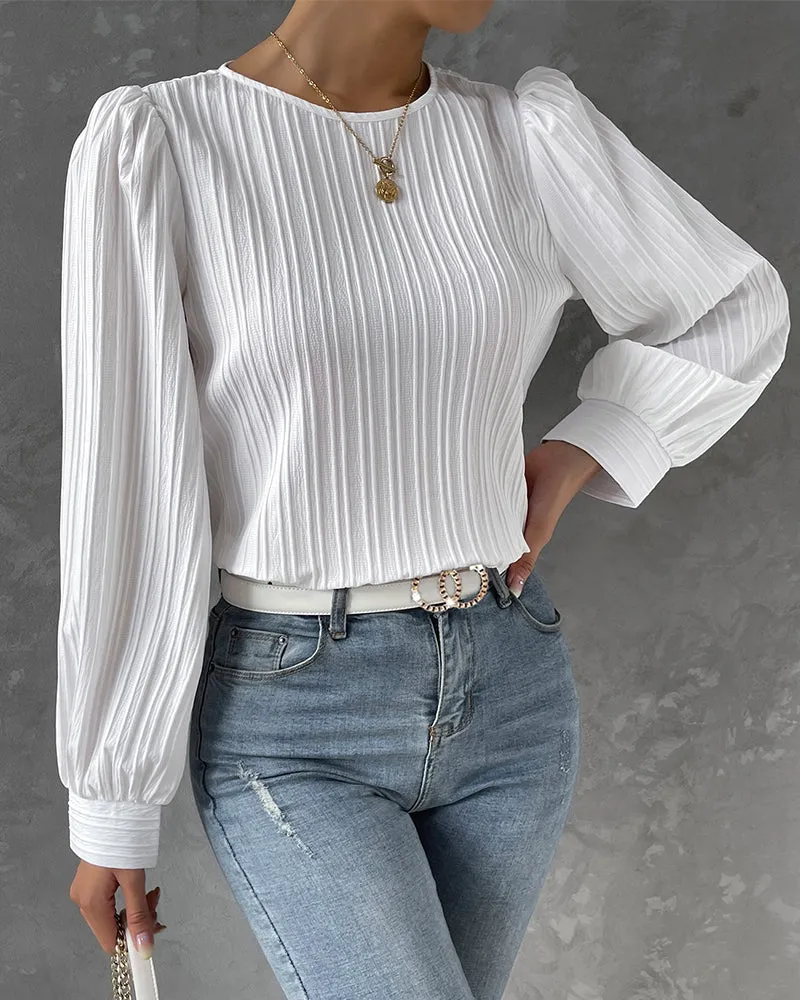 By Olivia | Bluse mit Laternenärmeln in unifarben