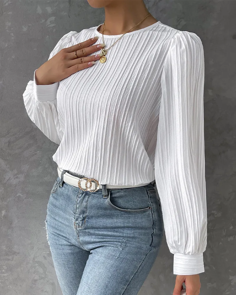 By Olivia | Bluse mit Laternenärmeln in unifarben