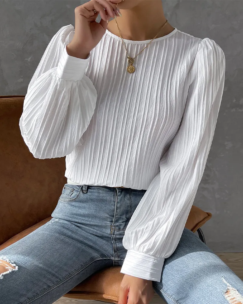 By Olivia | Bluse mit Laternenärmeln in unifarben