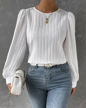 By Olivia | Bluse mit Laternenärmeln in unifarben