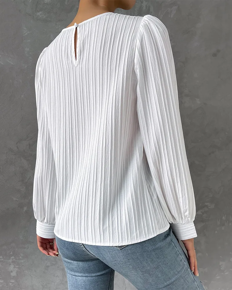 By Olivia | Bluse mit Laternenärmeln in unifarben