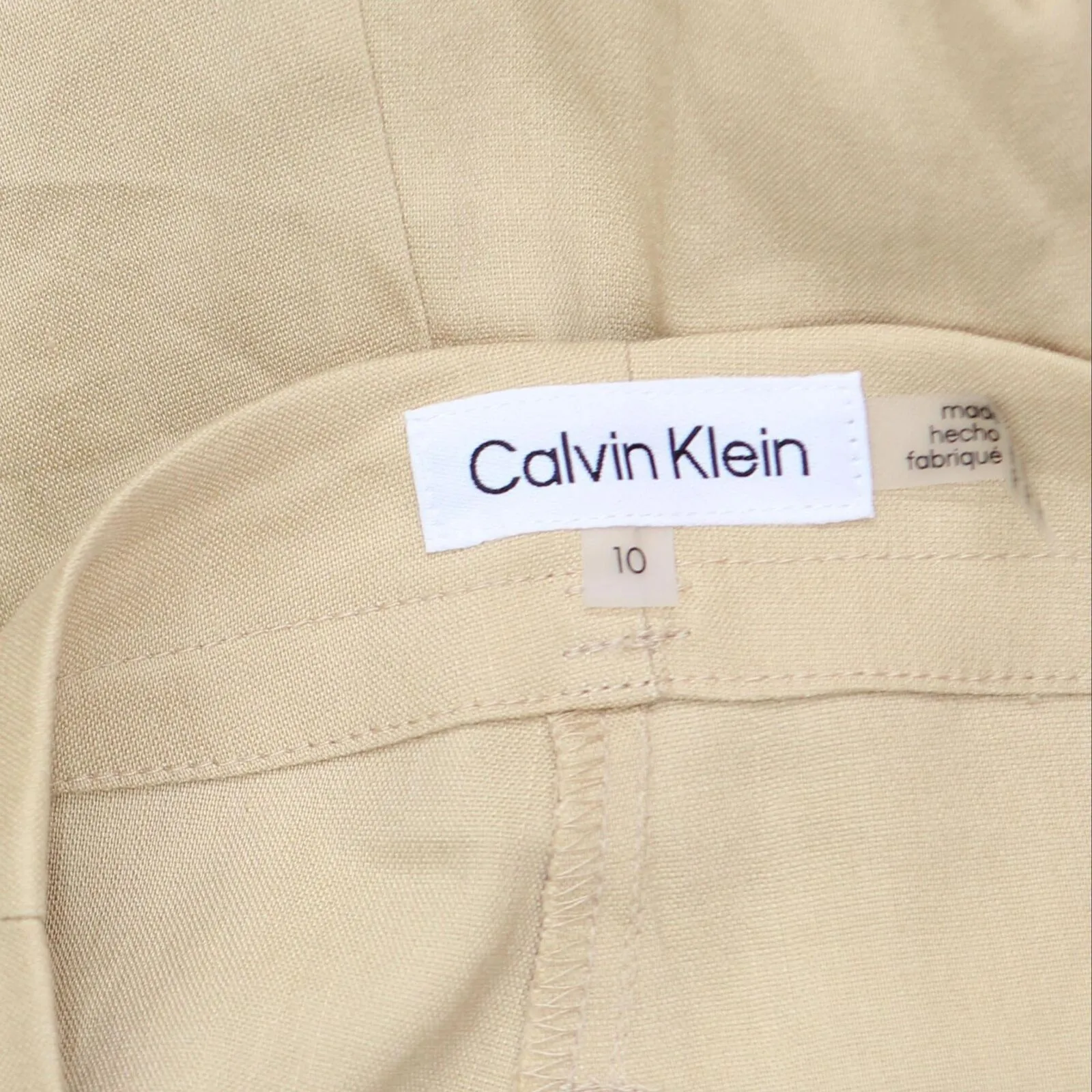 Calvin Klein Women's High-Rise Tie-Waist Pants M3DK5283 Semolina Brown 10