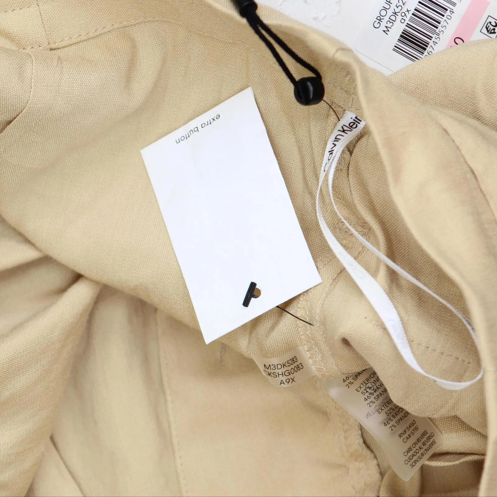 Calvin Klein Women's High-Rise Tie-Waist Pants M3DK5283 Semolina Brown 10