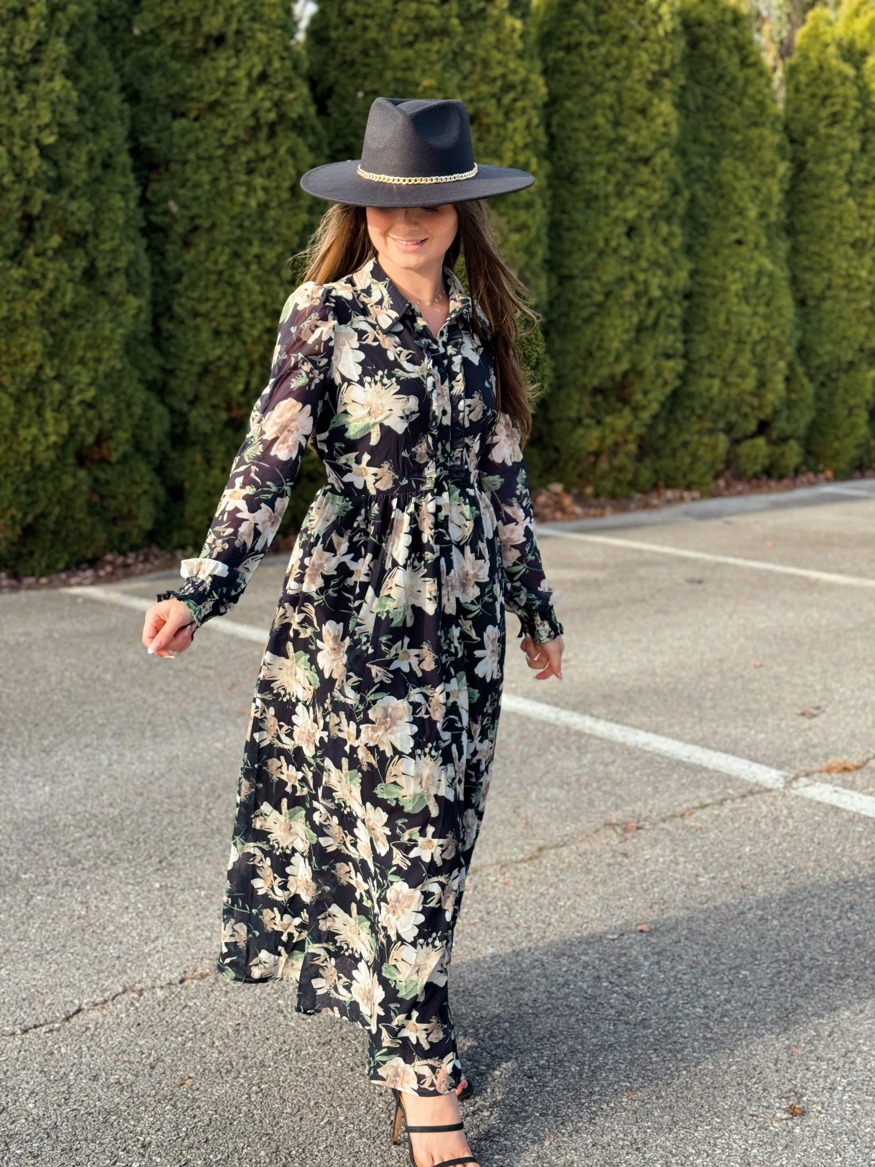 Carefree, Floral Chiffon Maxi Dress