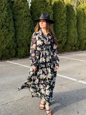 Carefree, Floral Chiffon Maxi Dress