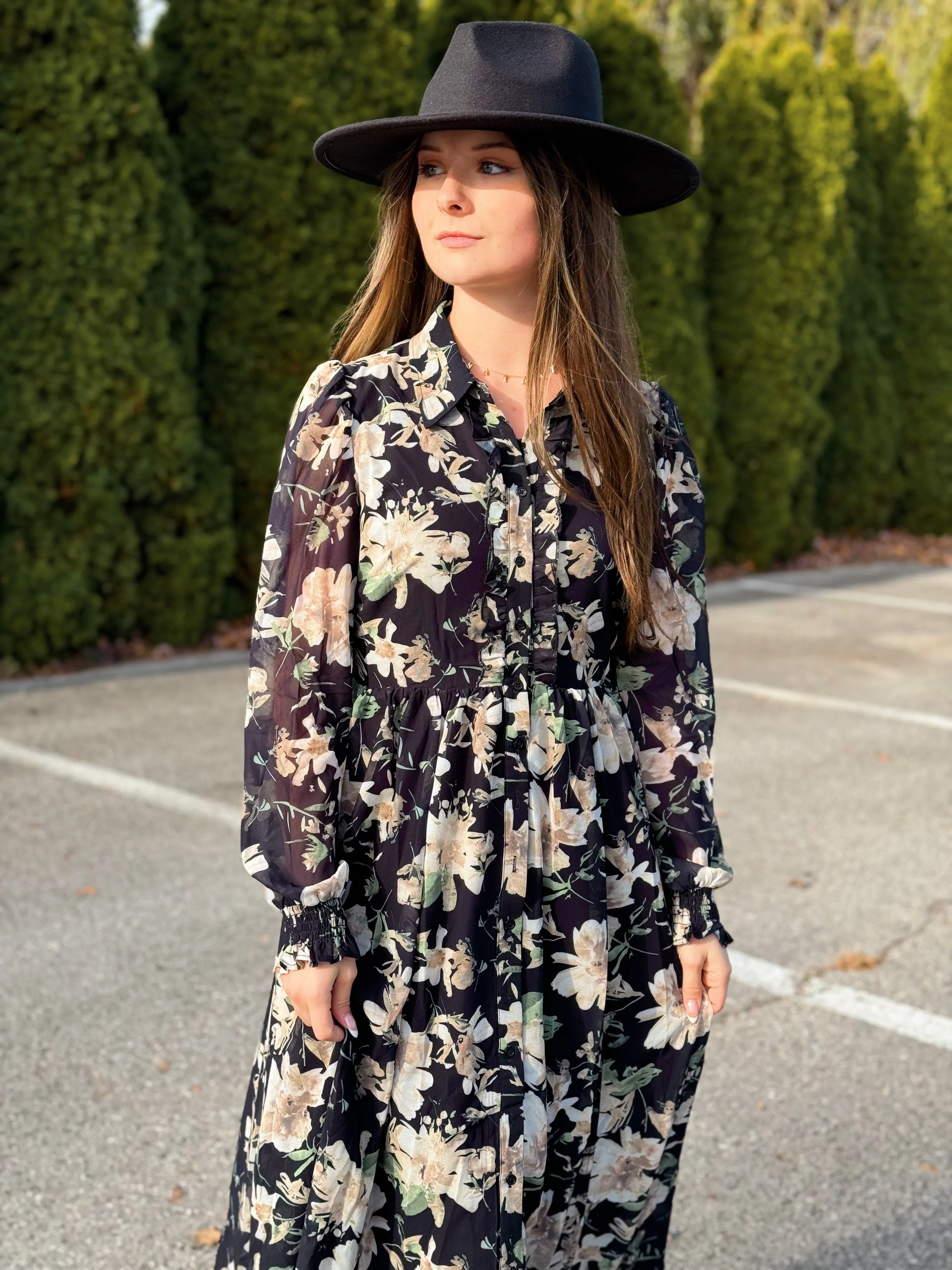 Carefree, Floral Chiffon Maxi Dress