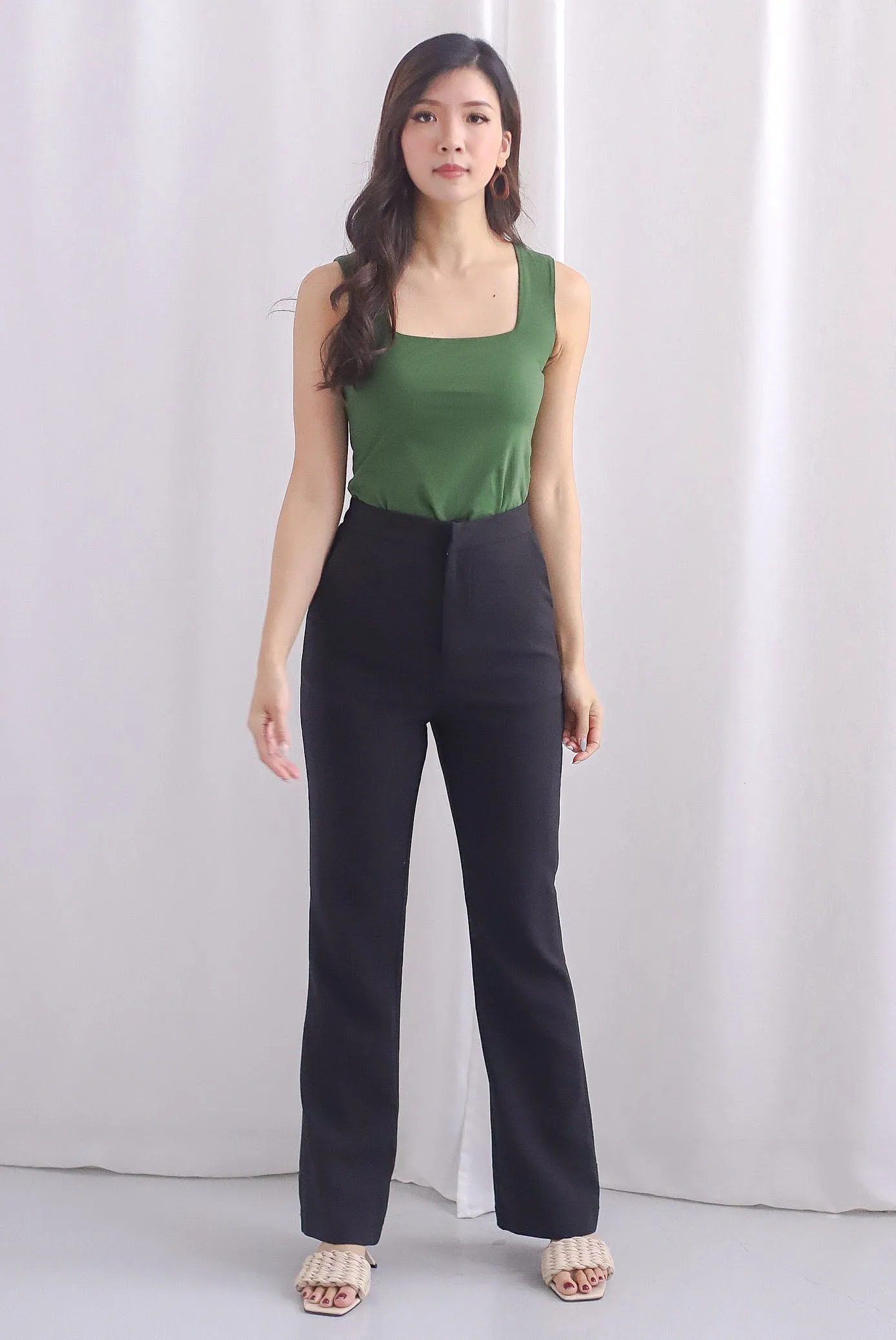 Carlo High Waist Boot Leg Pants In Black