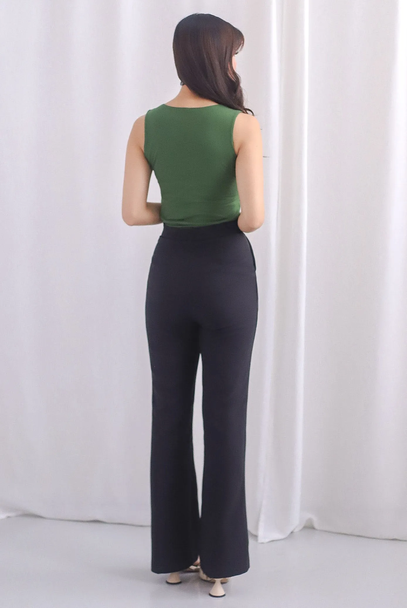 Carlo High Waist Boot Leg Pants In Black