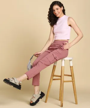 Casual High Waist Tapered Cargo Pants