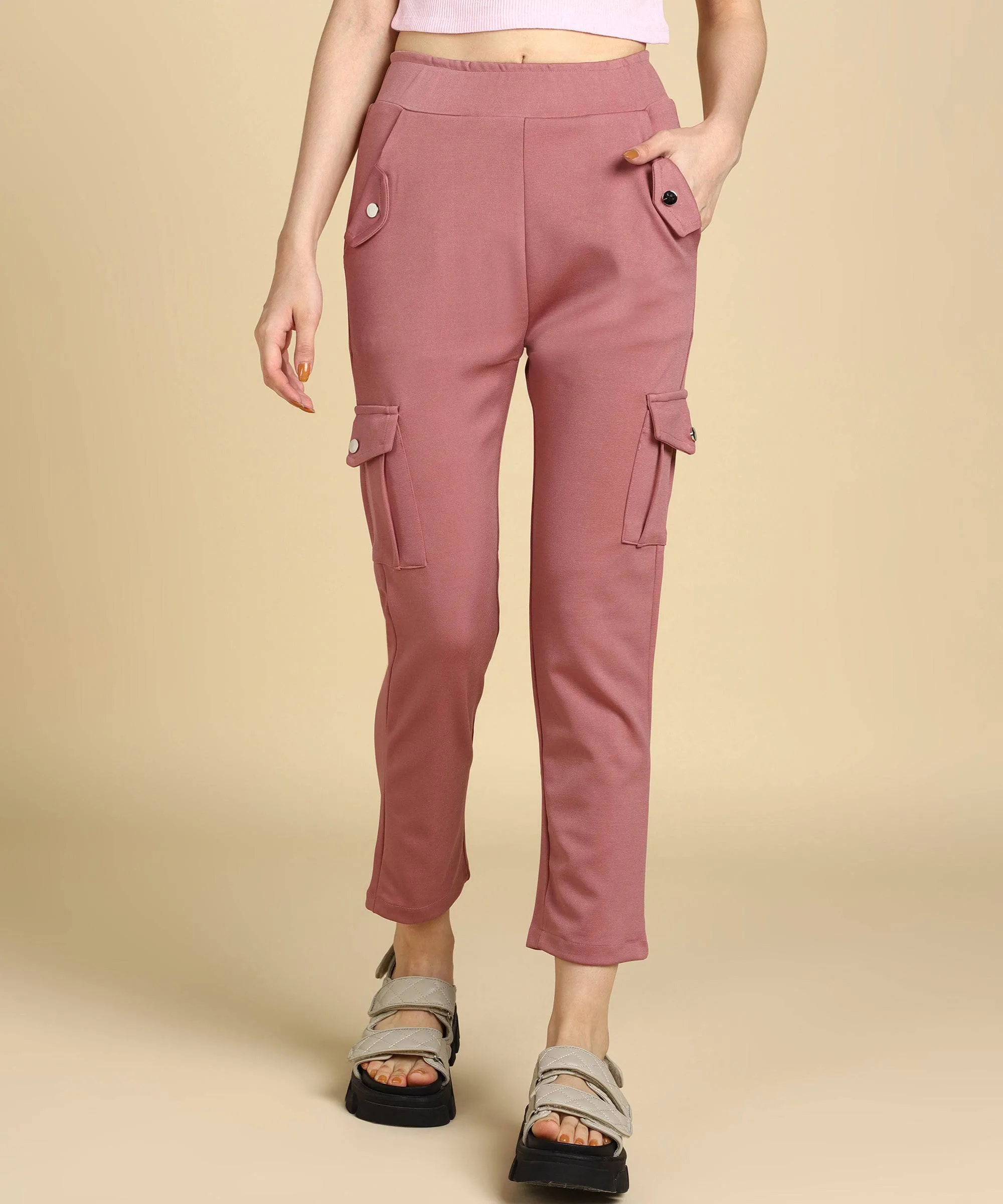 Casual High Waist Tapered Cargo Pants