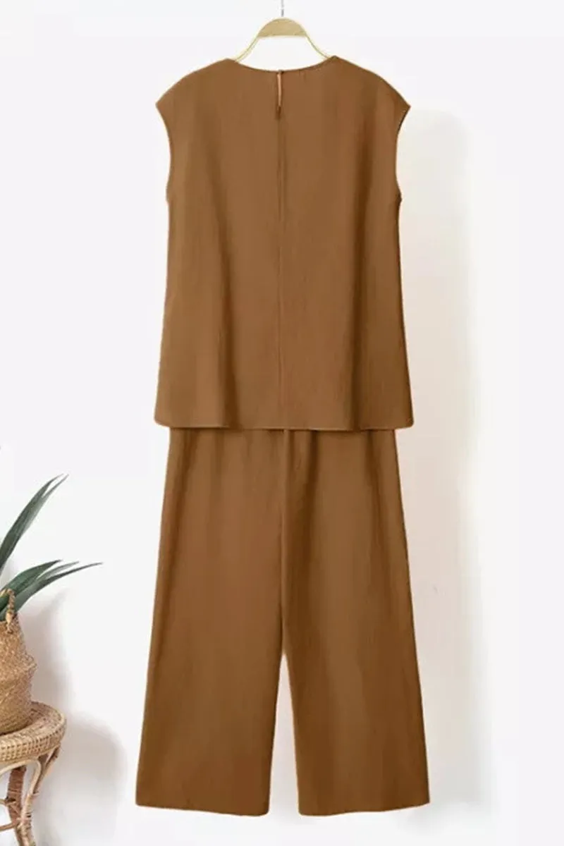 Casual Simplicity Solid Short Sleeve Two Pieces(6 Colors)