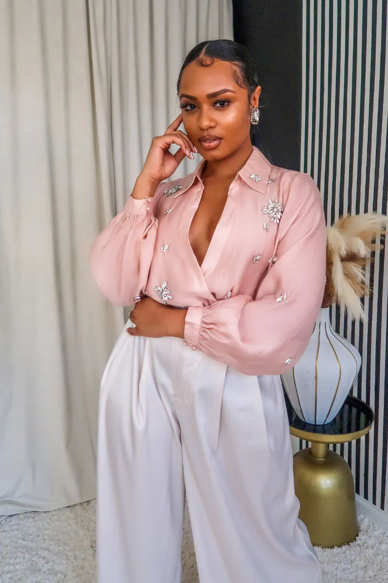 Champagne Chic High Waist Pants