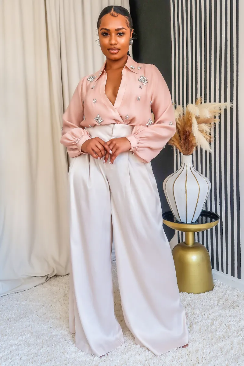Champagne Chic High Waist Pants