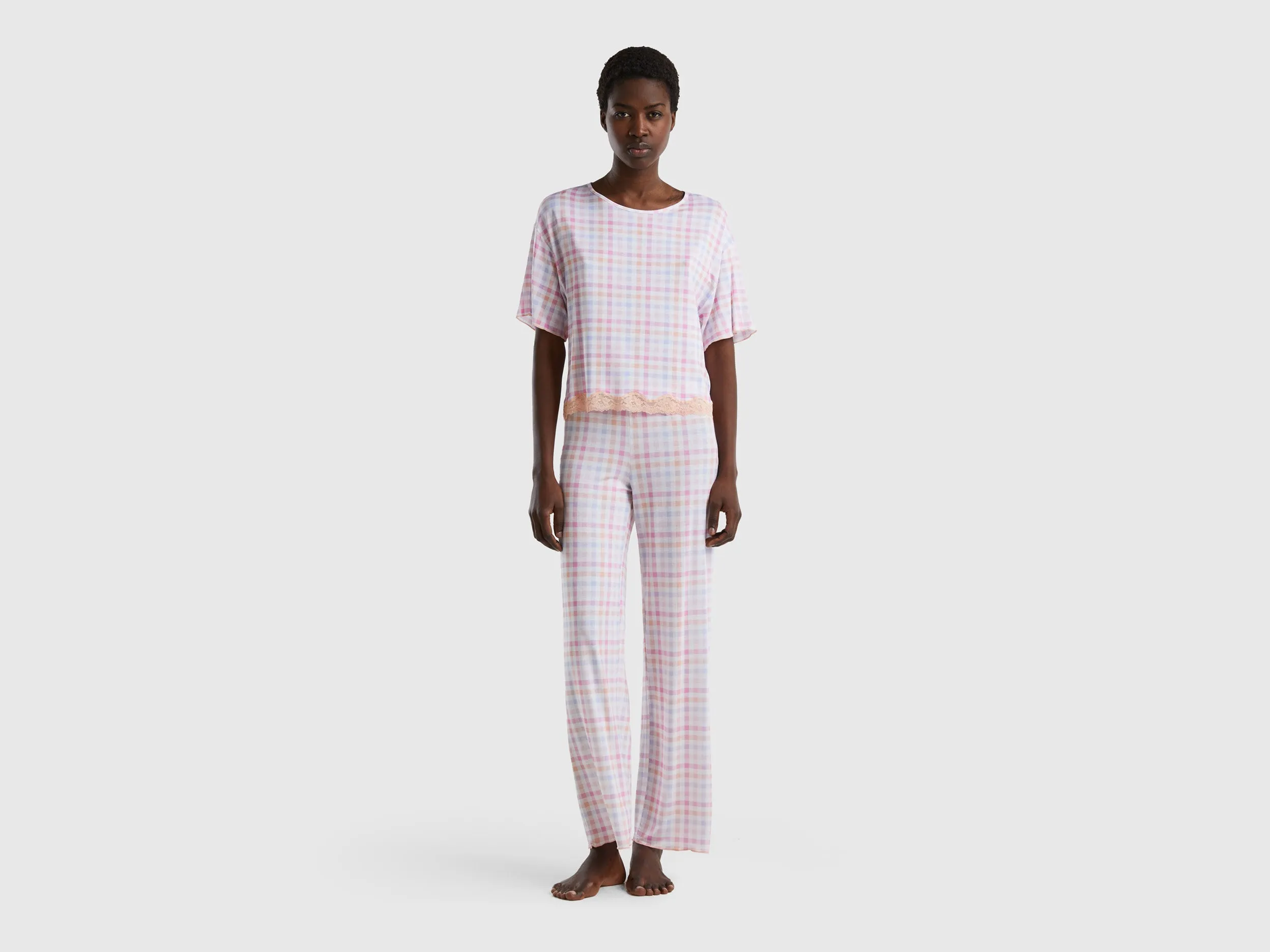CHECK FLOWY T-SHIRT