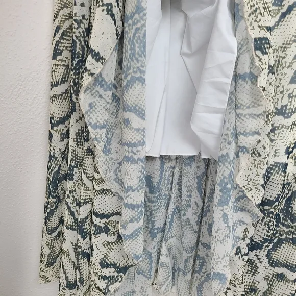 Chicwish Skirt Chiffon Maxi Lining Snake Print Green White Size Medium Large