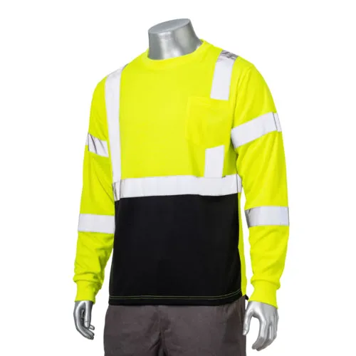 Class 3 3.8 Oz. Polyester Color Block Reflective Tape Safety T-Shirt With Pocket