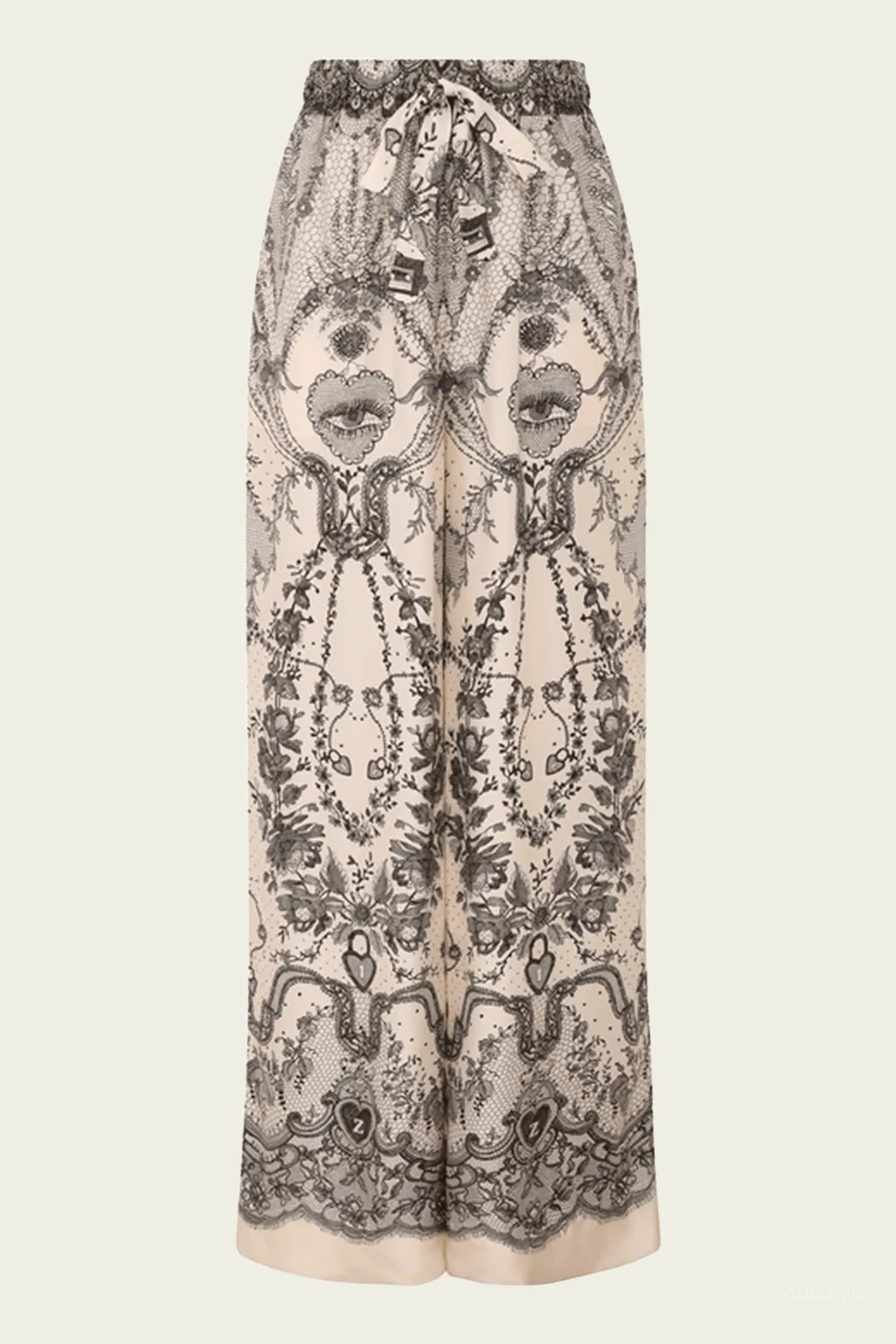 Crush Draw Waist Pant in Ivory Locket