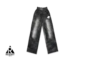 Crystal Wide Leg Sweatpants "Washed Black"