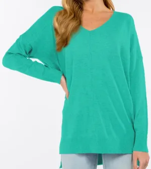 Dahlia Sweater Tunic in Heather Cyan
