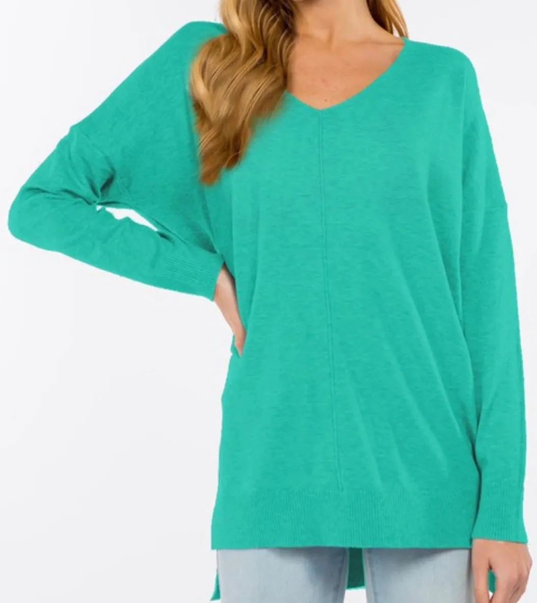 Dahlia Sweater Tunic in Heather Cyan