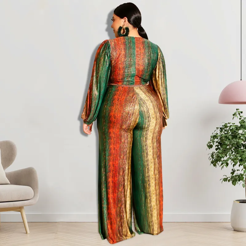 Dalia Plus Size Long Sleeve Wrap Wide Leg Jumpsuit