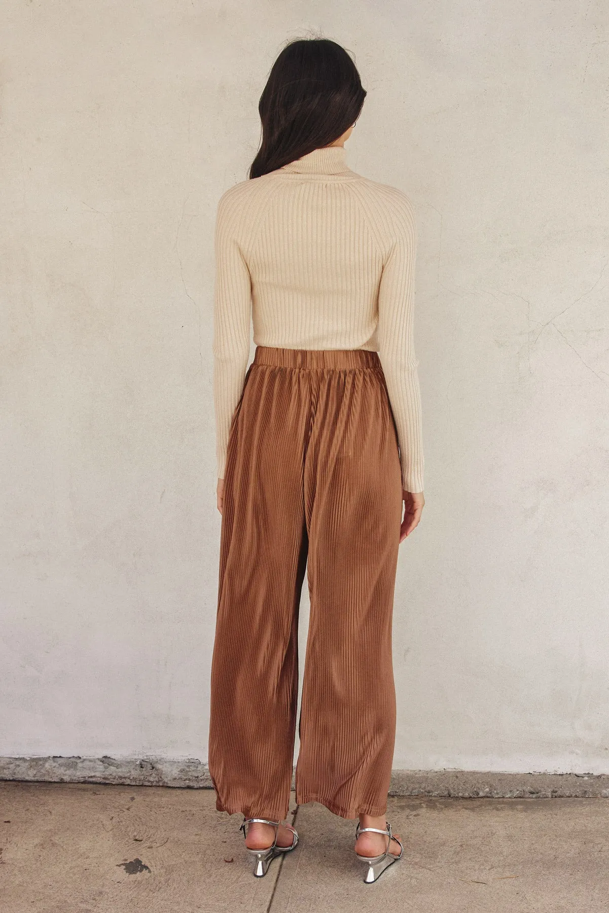 Dalton Micro-Pleated Wide-Leg Pants