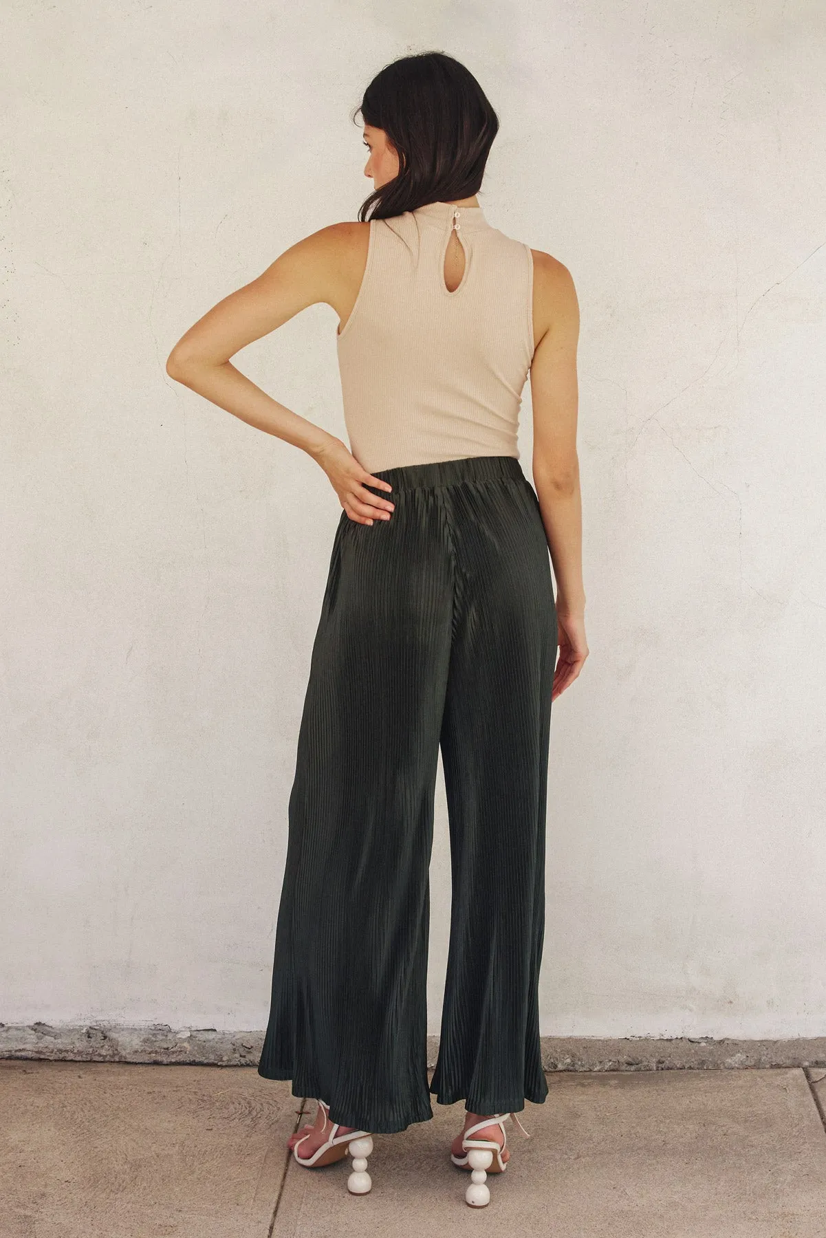 Dalton Micro-Pleated Wide-Leg Pants