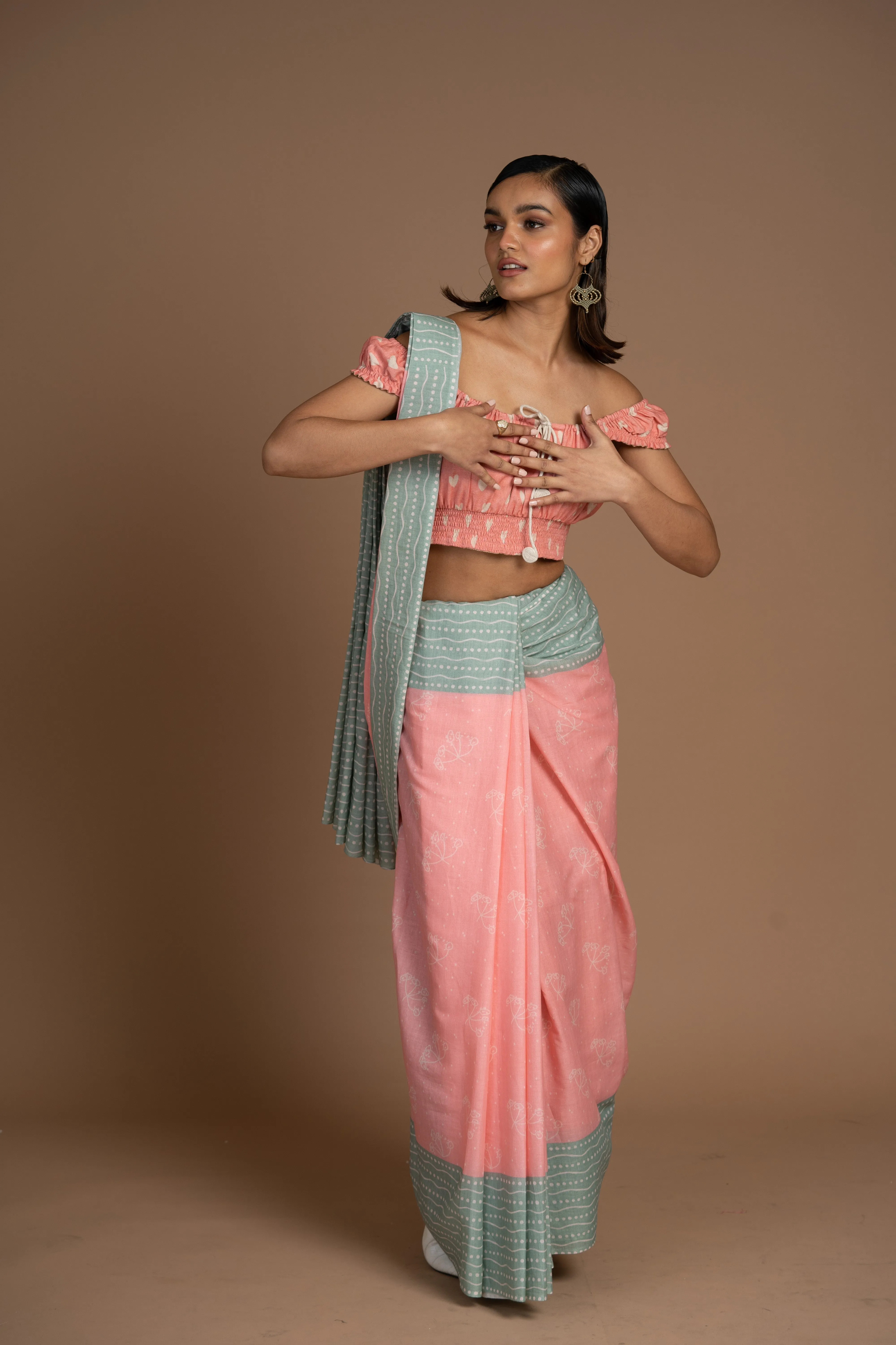Dancing Petals Cotton Sari