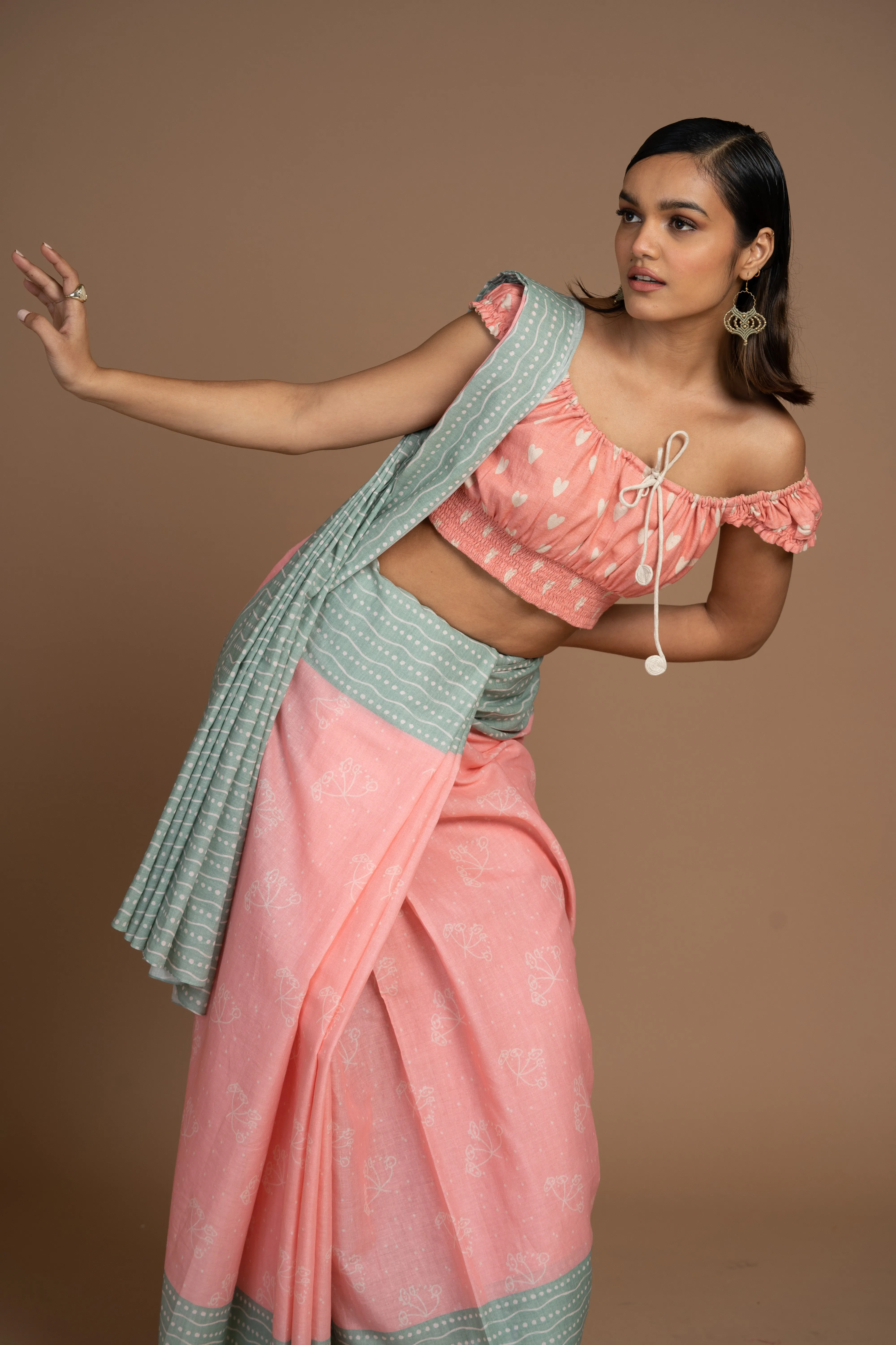 Dancing Petals Cotton Sari