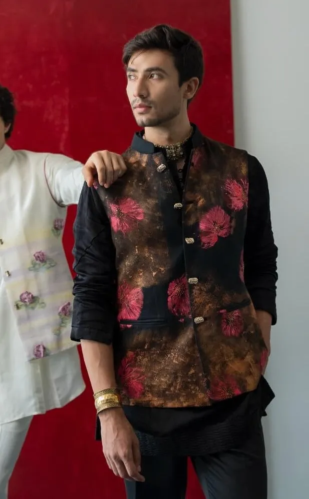 Deep fuschia nehru jacket set