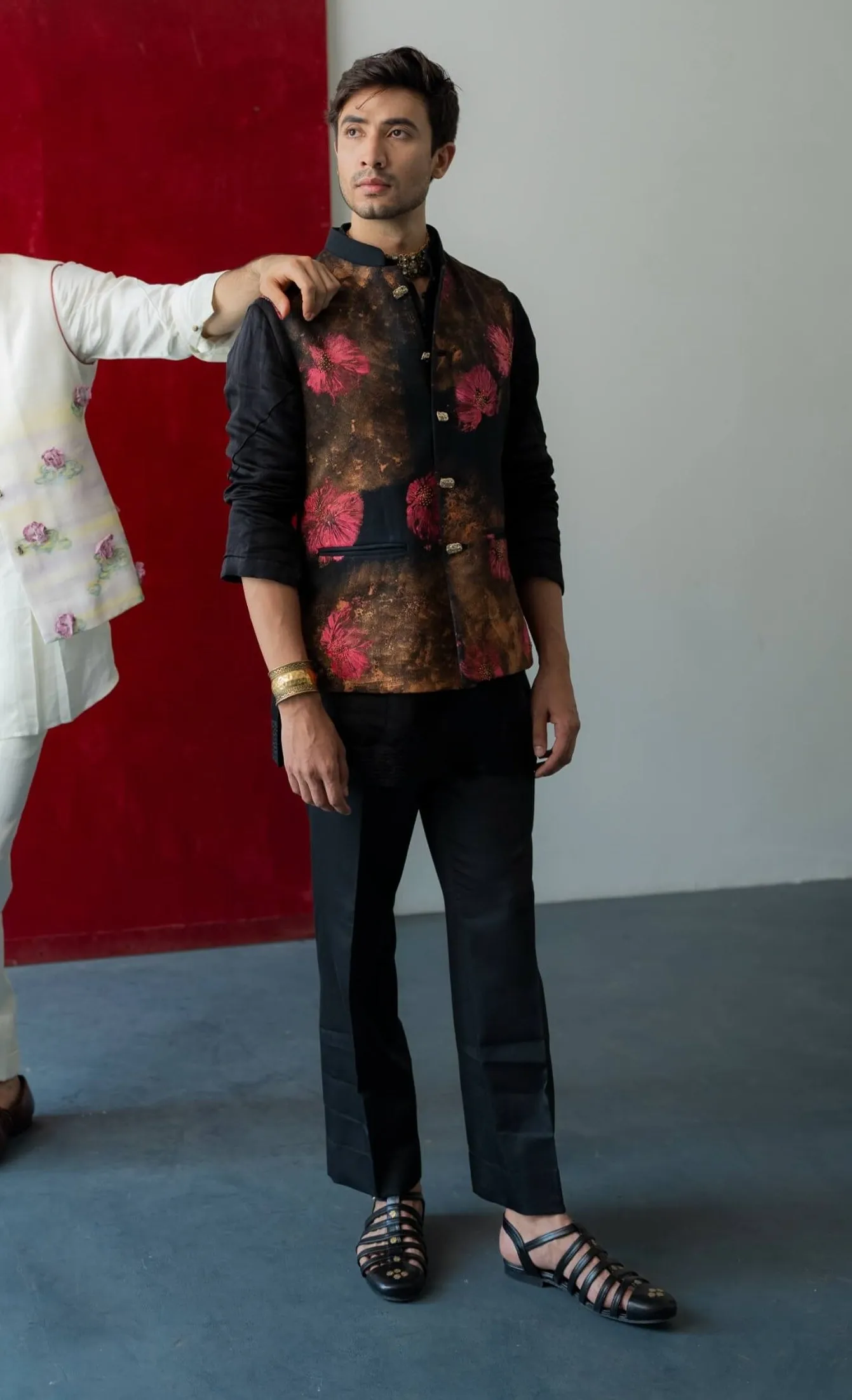Deep fuschia nehru jacket set