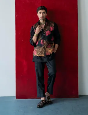 Deep fuschia nehru jacket set