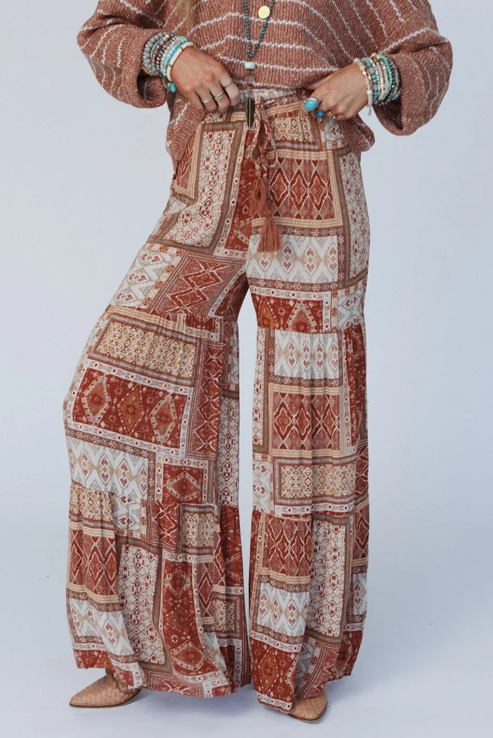 Dellarosa Geometric High Waist Wide Leg Pants