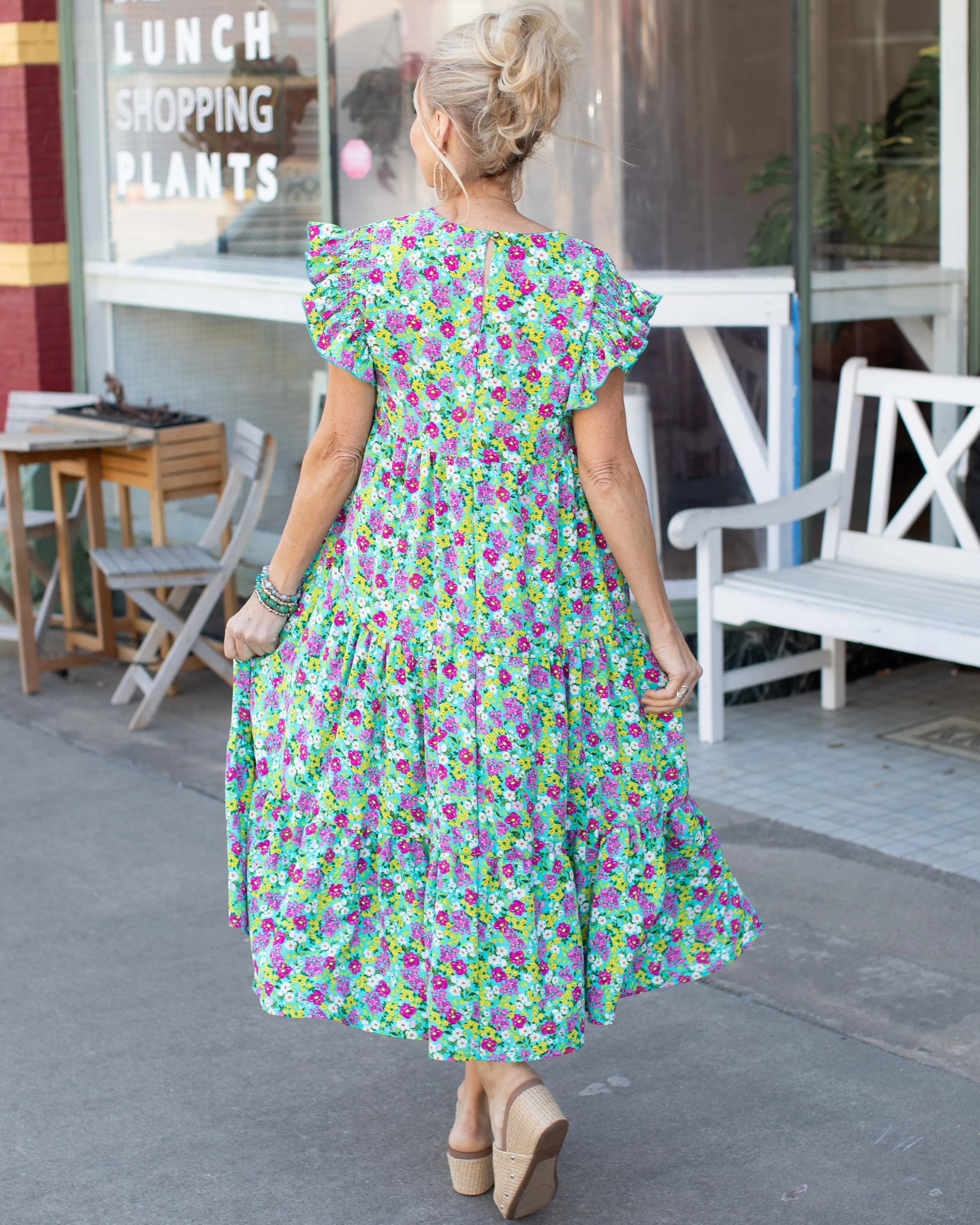EASY LOVE RUFFLE MAXI DRESS WITH SIDE POCKETS