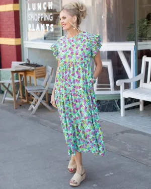 EASY LOVE RUFFLE MAXI DRESS WITH SIDE POCKETS