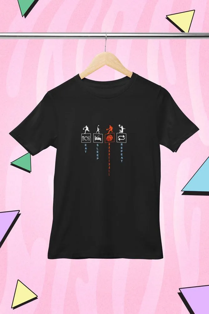 Eat-Sleep, Repeat - Unisex Oversized Cotton Graphic Printed T-Shirt