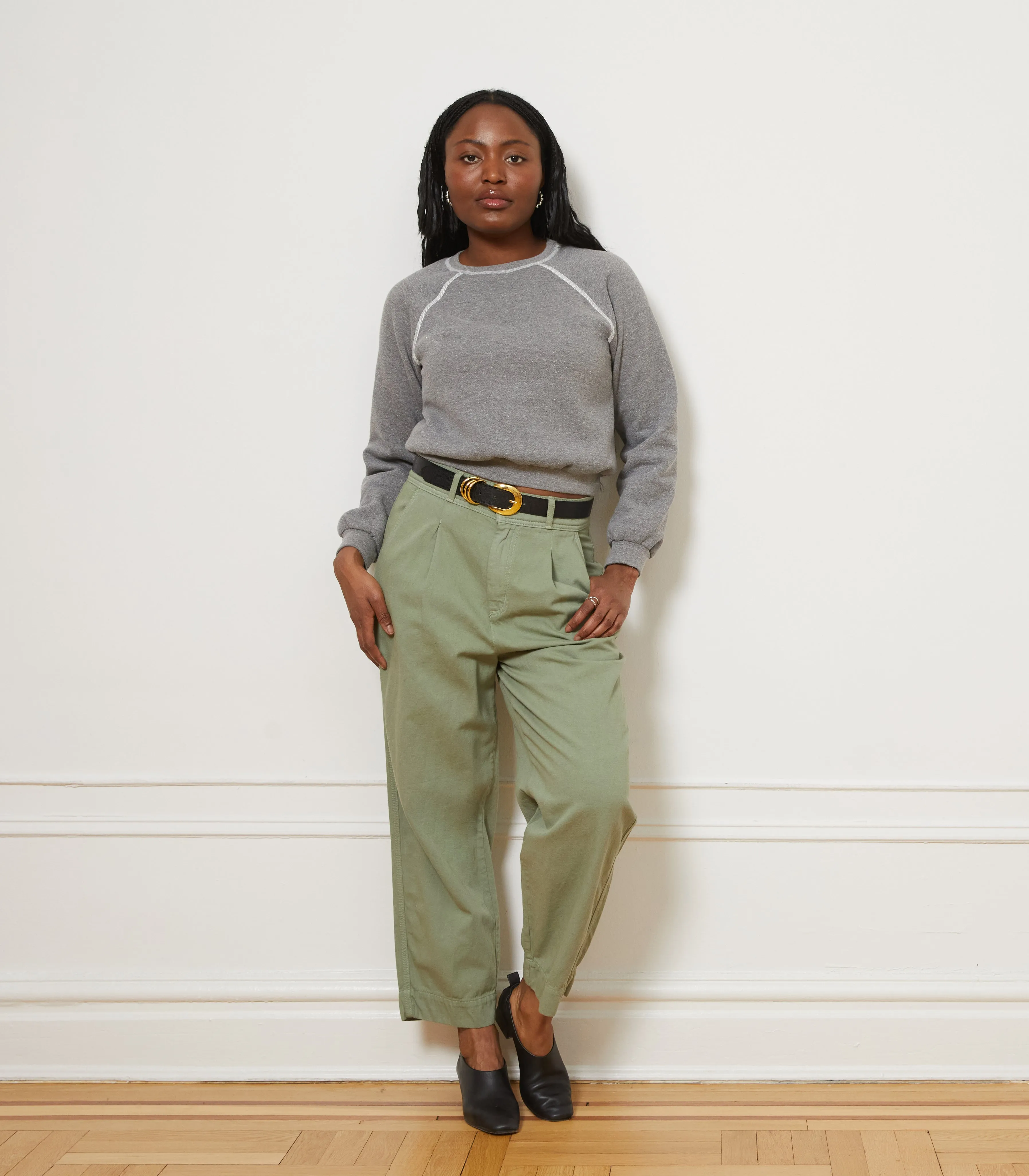 Elaine Pleated Tapered Trousers - Cardamom