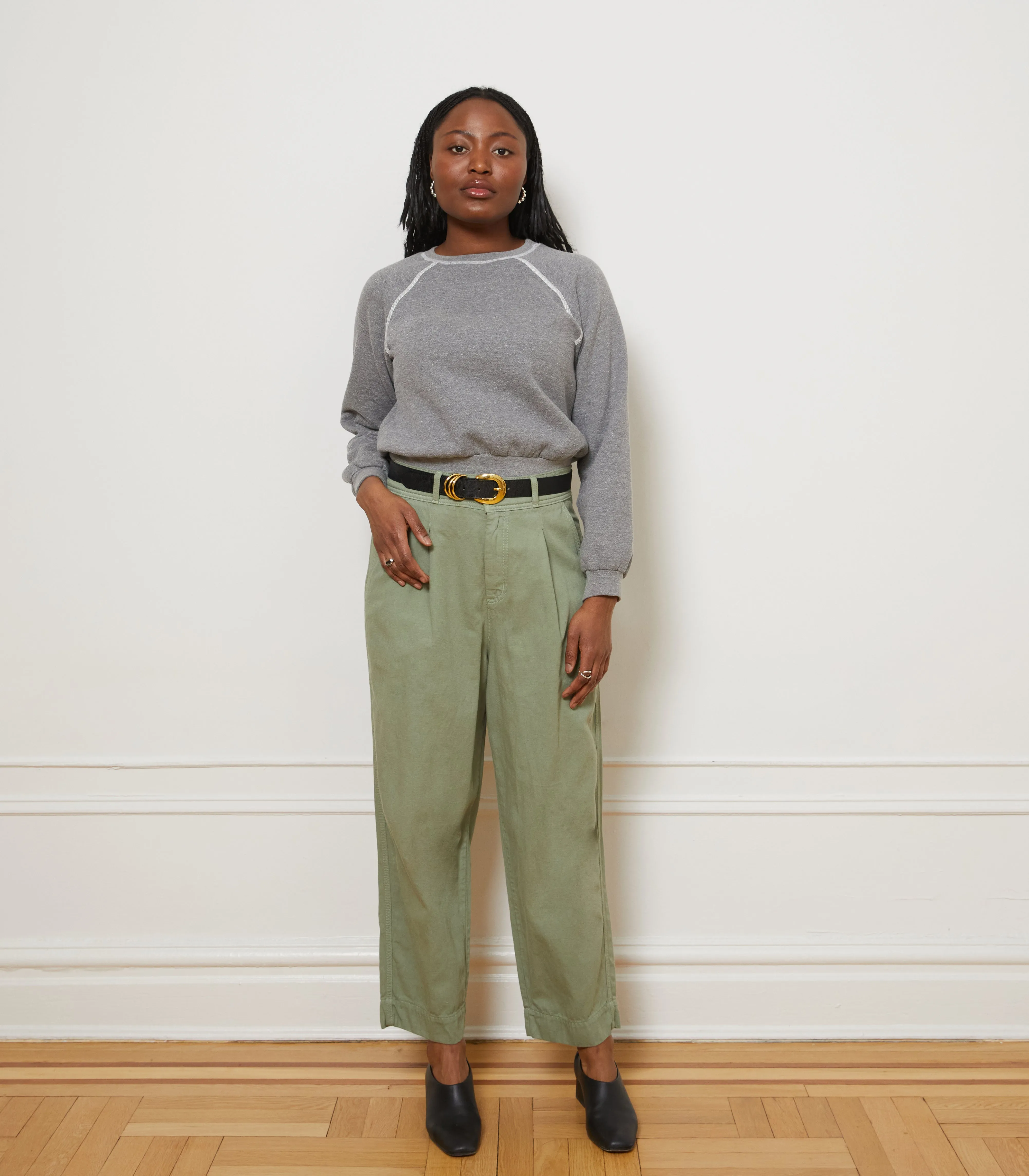 Elaine Pleated Tapered Trousers - Cardamom